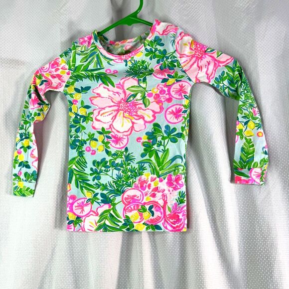Lilly Pulitzer Other - Lilly‎ Pultizer Girls Infant 1 Snug Fit Flamingo Floral Shirt Top Sz 1